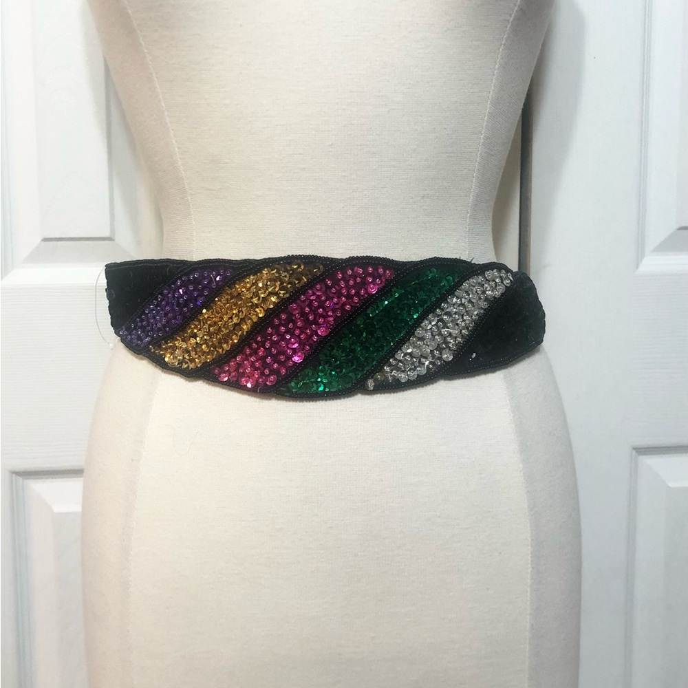 Vintage Ladies Trimmings Sequin Dress Belt Holidays Size Medium Large Dressy